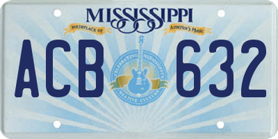 MS license plate ACB632