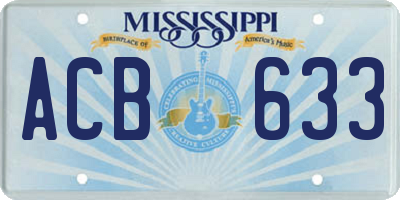 MS license plate ACB633