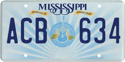 MS license plate ACB634
