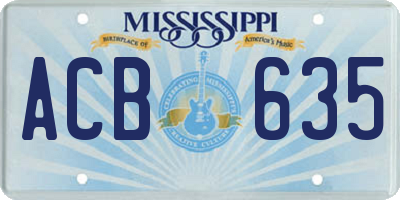 MS license plate ACB635
