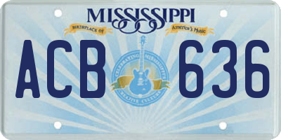 MS license plate ACB636