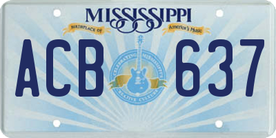 MS license plate ACB637