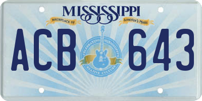 MS license plate ACB643
