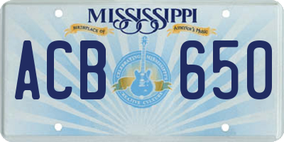 MS license plate ACB650
