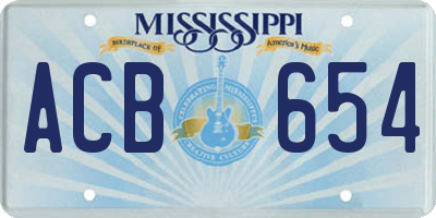 MS license plate ACB654