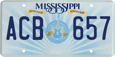 MS license plate ACB657