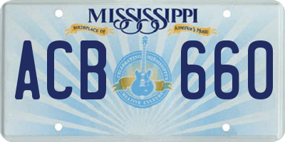 MS license plate ACB660