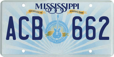 MS license plate ACB662