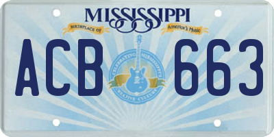 MS license plate ACB663