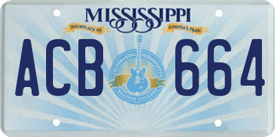 MS license plate ACB664