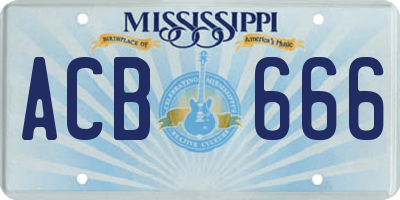 MS license plate ACB666