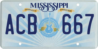 MS license plate ACB667