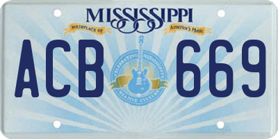MS license plate ACB669