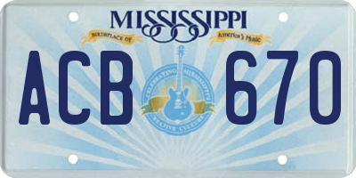 MS license plate ACB670