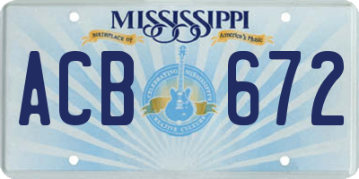 MS license plate ACB672