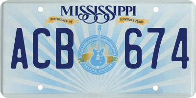 MS license plate ACB674