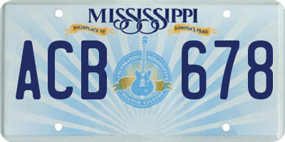 MS license plate ACB678