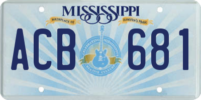 MS license plate ACB681