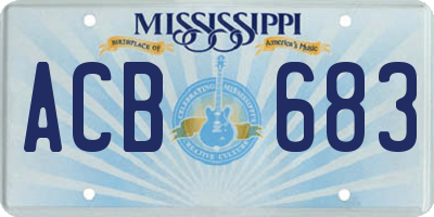 MS license plate ACB683