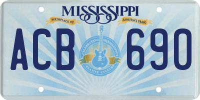 MS license plate ACB690