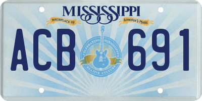 MS license plate ACB691