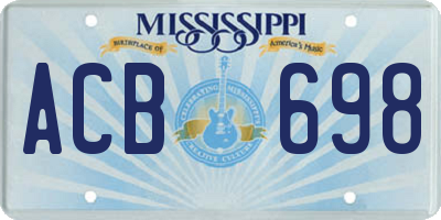 MS license plate ACB698