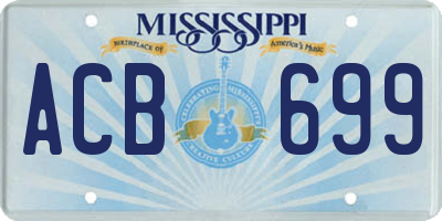 MS license plate ACB699