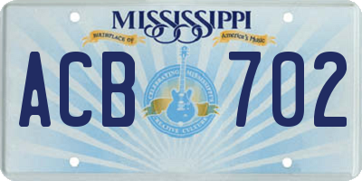 MS license plate ACB702