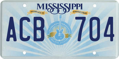 MS license plate ACB704