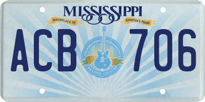 MS license plate ACB706