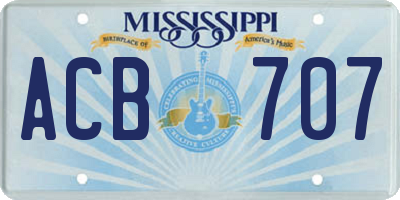 MS license plate ACB707