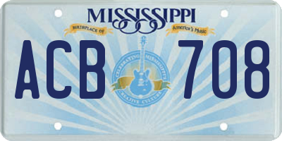 MS license plate ACB708