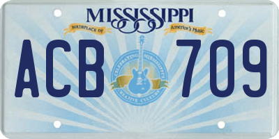 MS license plate ACB709