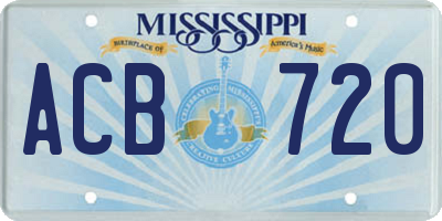 MS license plate ACB720