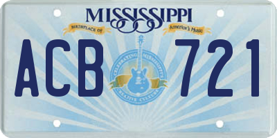 MS license plate ACB721