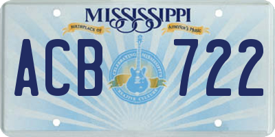 MS license plate ACB722