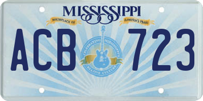 MS license plate ACB723