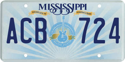 MS license plate ACB724