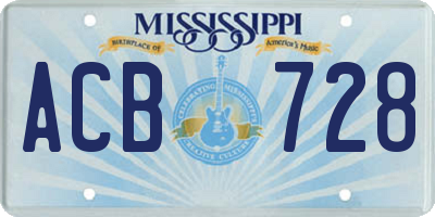 MS license plate ACB728