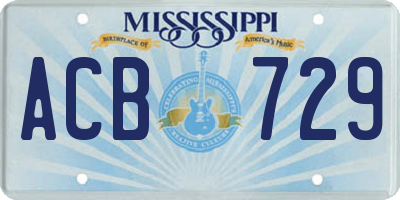 MS license plate ACB729