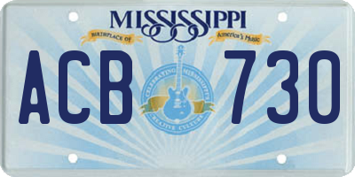 MS license plate ACB730