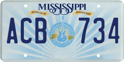 MS license plate ACB734