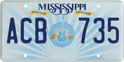 MS license plate ACB735