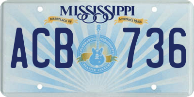 MS license plate ACB736