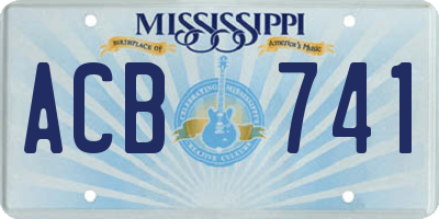 MS license plate ACB741