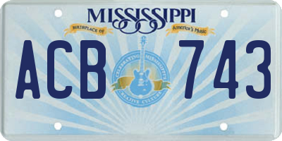MS license plate ACB743