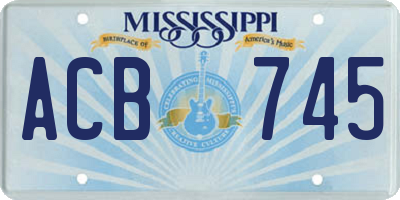 MS license plate ACB745