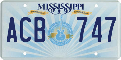 MS license plate ACB747