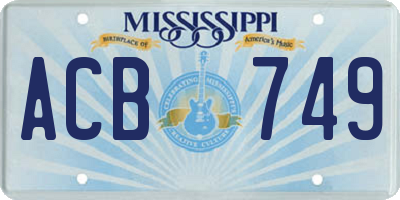 MS license plate ACB749