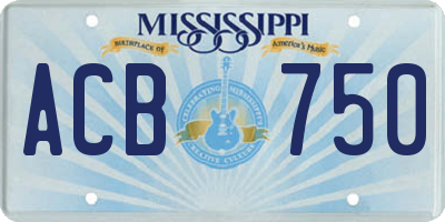 MS license plate ACB750